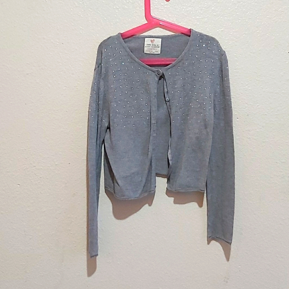 Gray dress sweater.